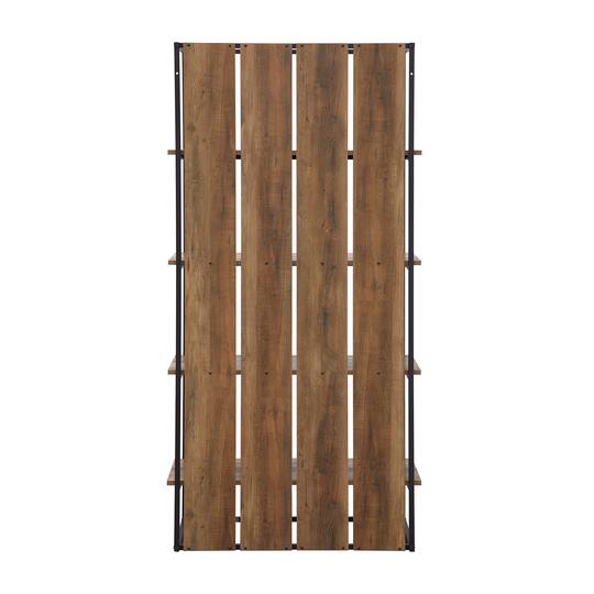 Walker Edison 64" Reclaimed Barnwood & Black Farmhouse Plank Back Bookshelf